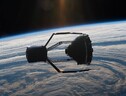 Rappresentazione artistica della missione ClearSpace-1, progettata per catturare un relitto spaziale di 112 chili (fonte: © ClearSpace SA) (ANSA)