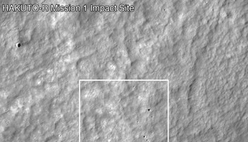 L’area dove è avvenuto l’impatto del lander giapponese Hakuto-R (fonte: NASA’s Goddard Space Flight Center/Arizona State University) (ANSA)