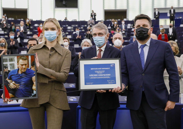 La cerimonia di premiazione del premio Sakharov 2021, vinto dall'oppositore russo in carcere Alexei Navalny © EPA