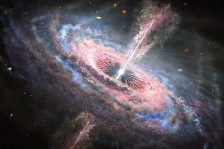 Rappresentazione artistica di un nucleo galattico attivo (fonte: NASA, ESA e J. Olmsted/STScI)