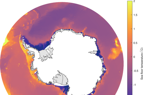 Le temperature dell'acqua lungo le coste antartiche (fonte: Benjamin Davison, University of Leeds)