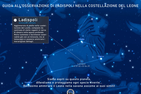 Il Gruppo Astrofili di Palidoro ha dato il nome di Ladispoli ad un ammasso di stelle nella costellazione del Leone (fonte: Gruppo Astrofili Palidoro)