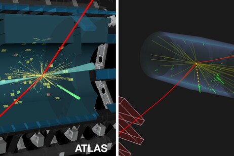 Rappresentazione grafica di collisioni negli esperimenti Atlas e Cms (fonte: CERN)