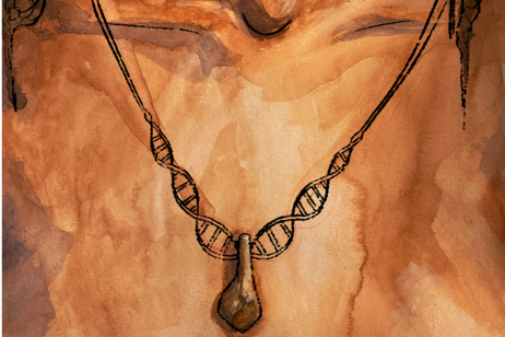 Artistic representation of the Paleolithic pendant (credit: Myrthe Lucas)