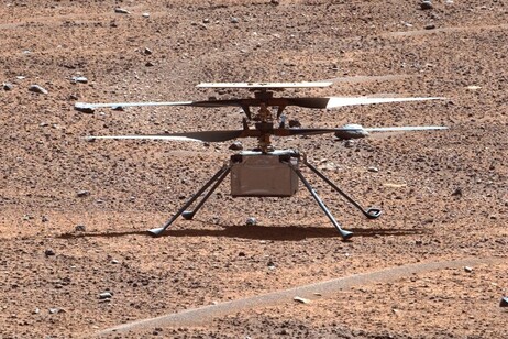 Il drone-elicottero Ingenuity fotografato dal rover Perseverance nell'agosto 2023 (fonte: NASA/JPL-Caltech/ASU/MSSS)