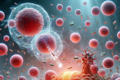 Le cellule del sistema immunitario possono essere riprogrammate per combattere le cellule senescenti (fonte: immagine generata dal sistema di IA Microsoft Bing - Image Creator)