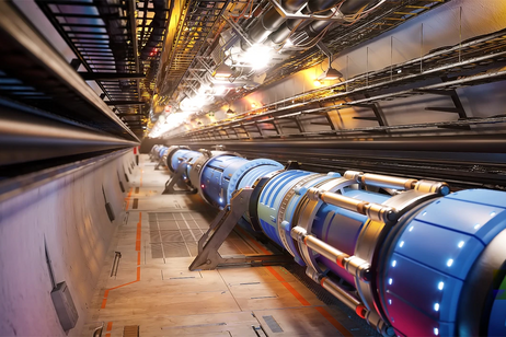 Il Future Circular Collider utilizzerebbe un tunnel di 91 chilometri per far scontrare elettroni e positroni (rappresentazione artistica). Credito: PIXELRISE