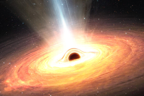 Rappresentazione artistica del buco nero osservato dal telescopio spaziale XMM-Newton dell'Esa (fonte: ESA)