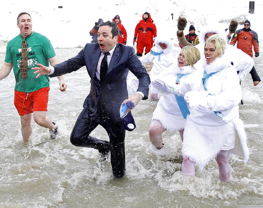 Tonight Show host Jimmy Fallon and others take the Polar Plunge in Chicago